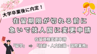 【事例】大学卒業後に内定、急いで留学ビザから技術・人文知識・国際業務ビザへ資格変更